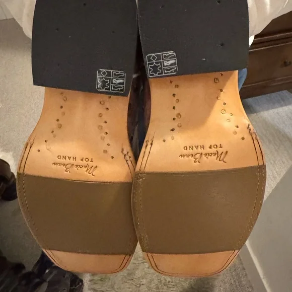 Macie Bean Ostrich Leather Boots in Brown and Teal new nwt - Picture 5 of 5